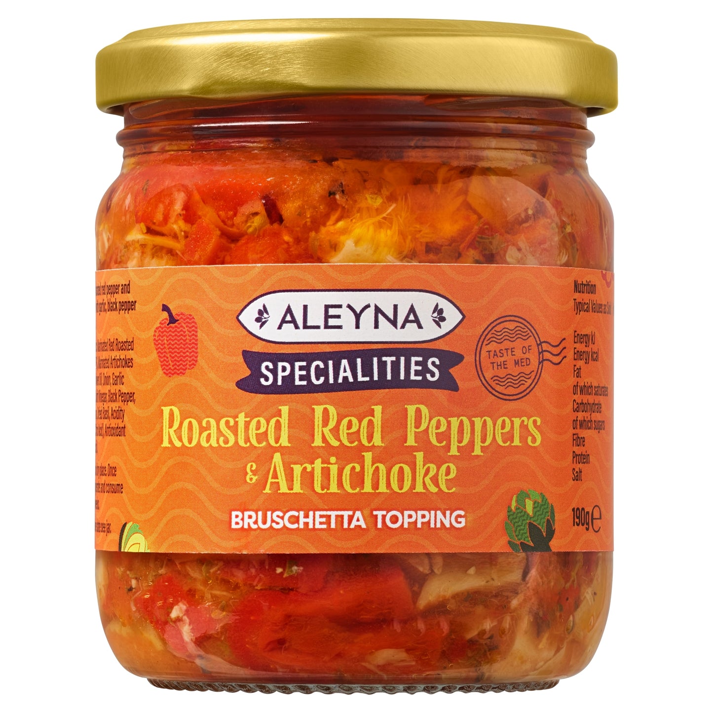 Aleyna Specialities Roasted Red Pepper and Artichoke Bruschetta Topping 190g — image 1