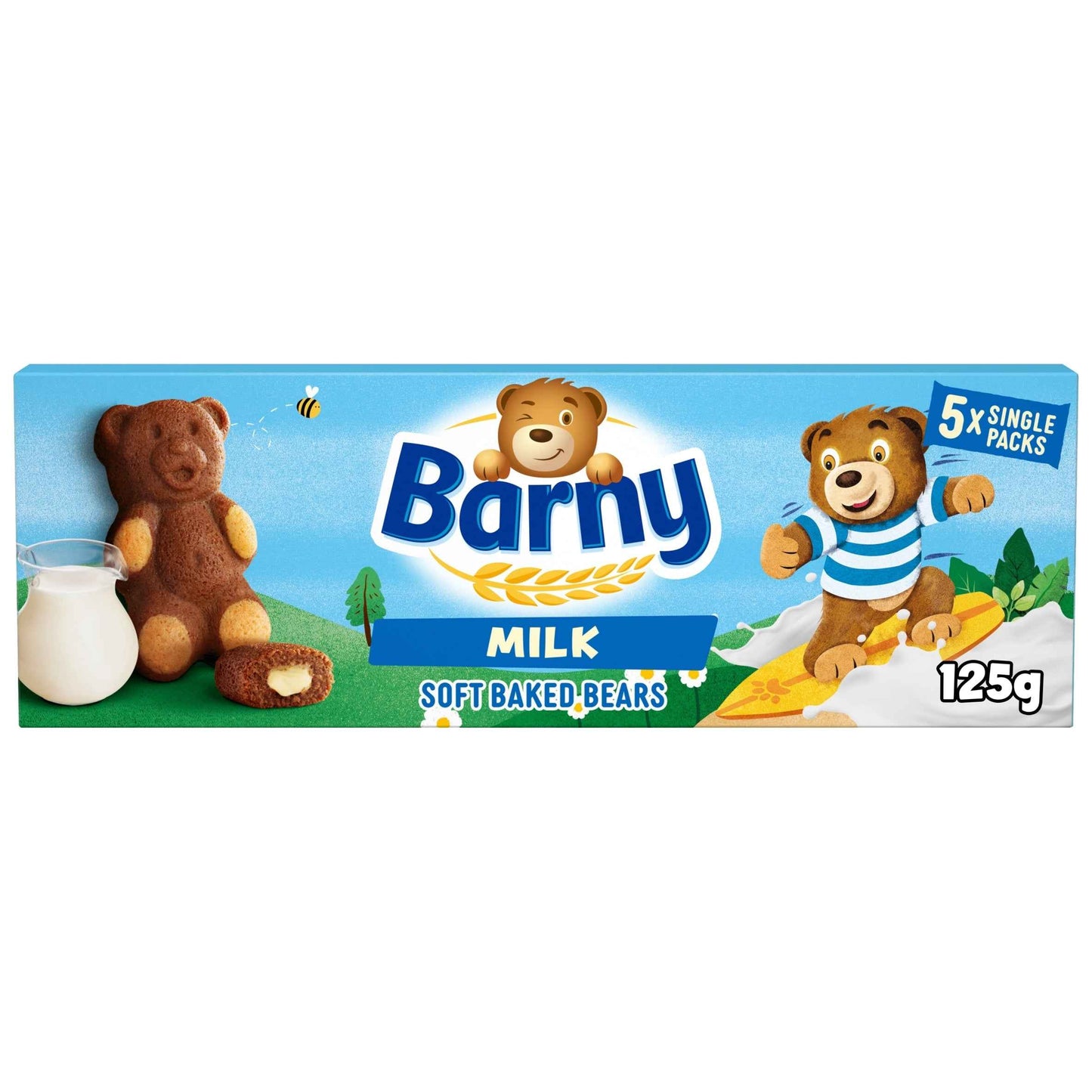 BARNY Milk Soft Baked Bears Biscuits 5 Pack Multipack 125g