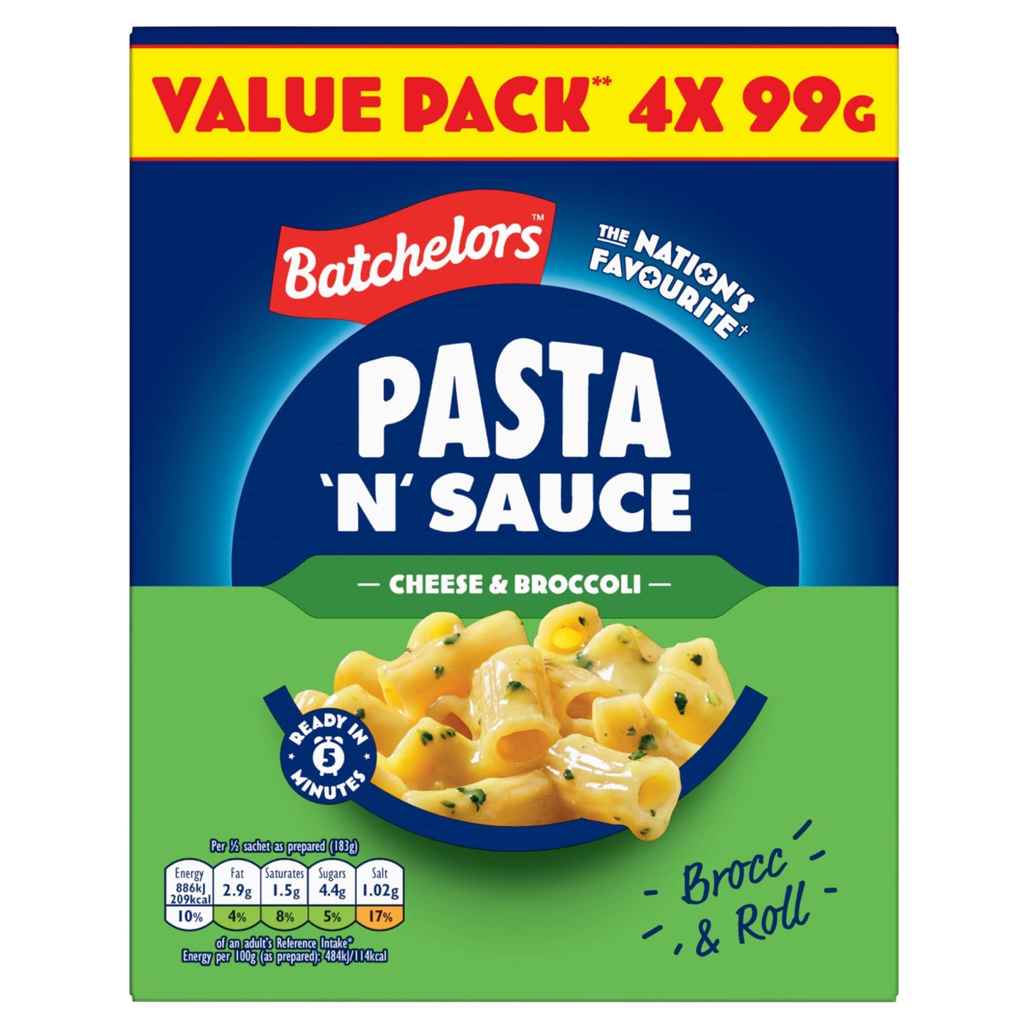 Batchelors Pasta 'n' Sauce Cheese & Broccoli Pasta 4 x 99g — image 1