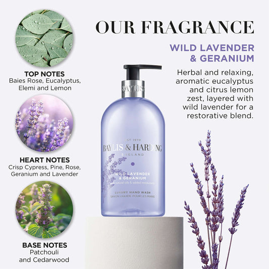 Baylis & Harding Wild Lavender & Geranium Luxury Hand Wash 500ml — image 2