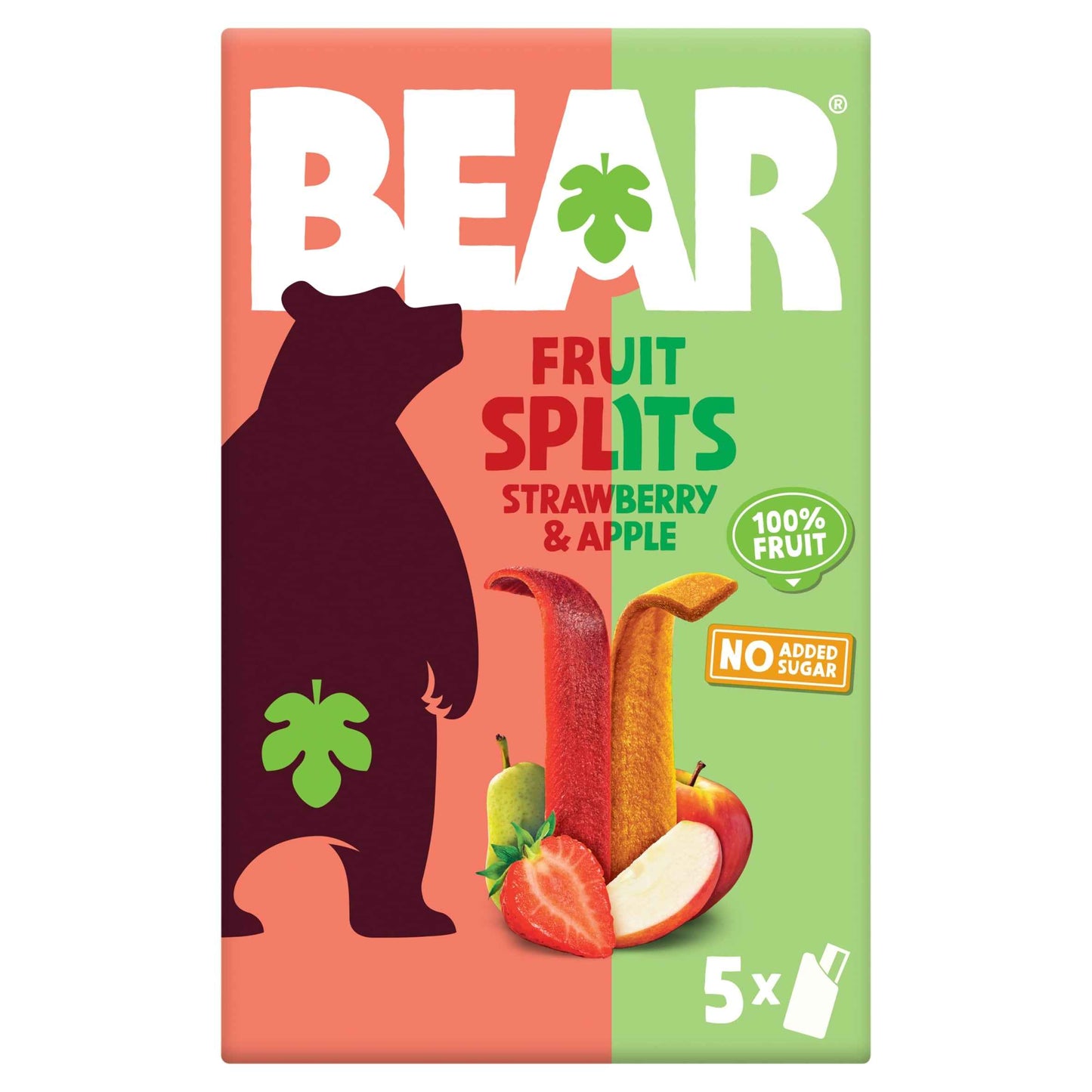 BEAR Fruit Splits Strawberry & Apple Multipack 5x20g