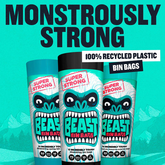 BEAST Super Strong 30l Tall & Slim Bin Bags 10 Pack