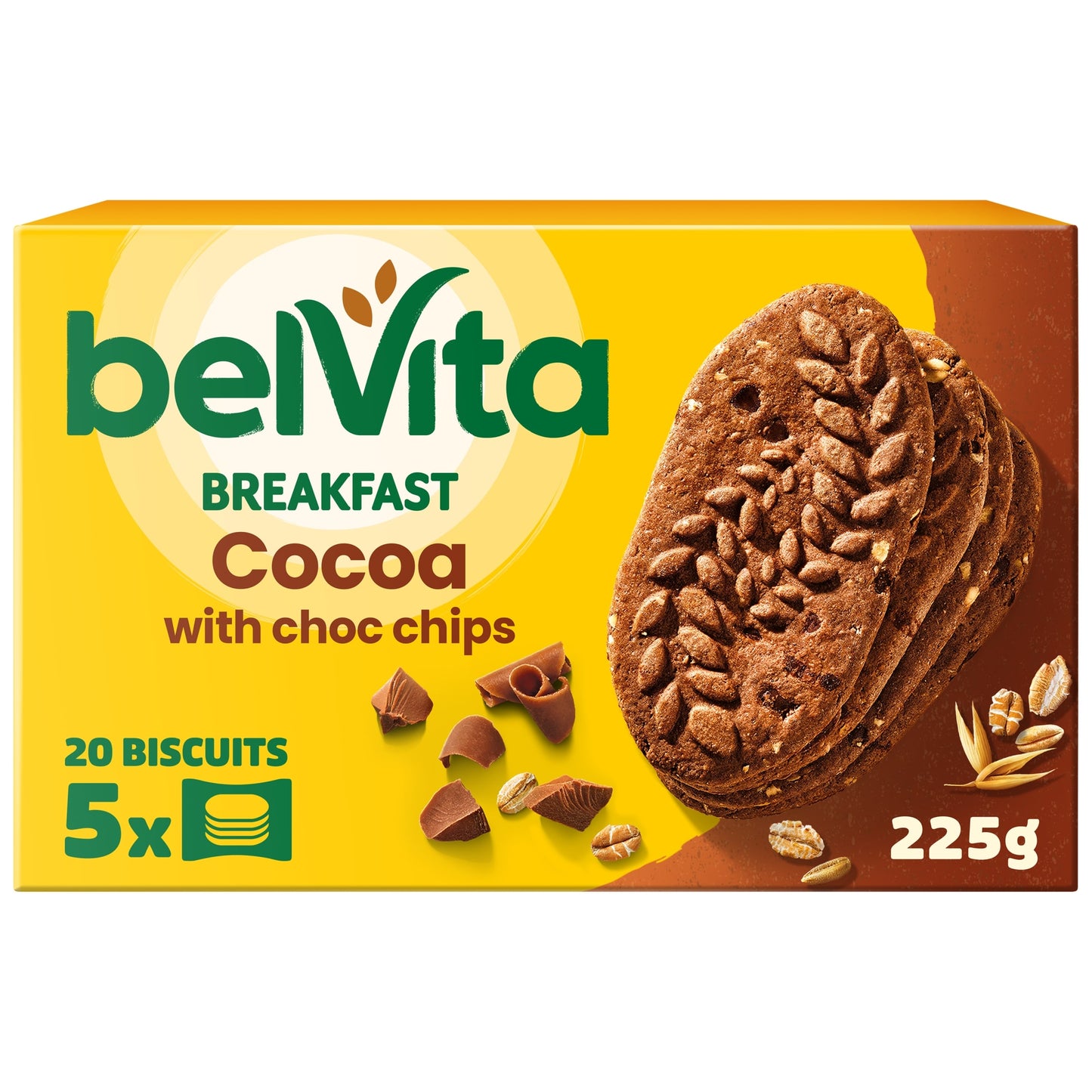 Belvita Breakfast Cocoa Chocolate Chip Cereal Biscuit Snack Bars Pack 5 x 45g — image 1