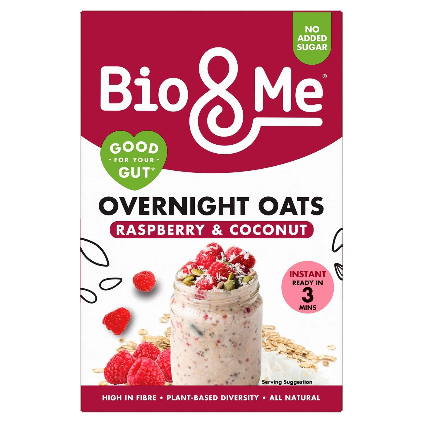 Bio&Me Raspberry & Coconut Gut-loving Overnight Oats 350g