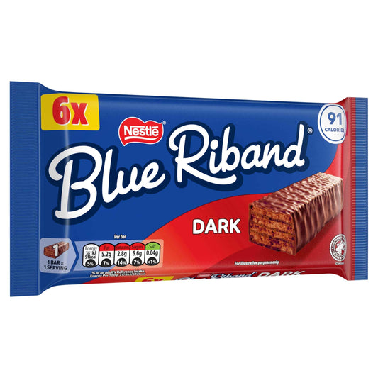 BLUE RIBAND Dark Chocolate Wafer Bars 6 X 17.5g