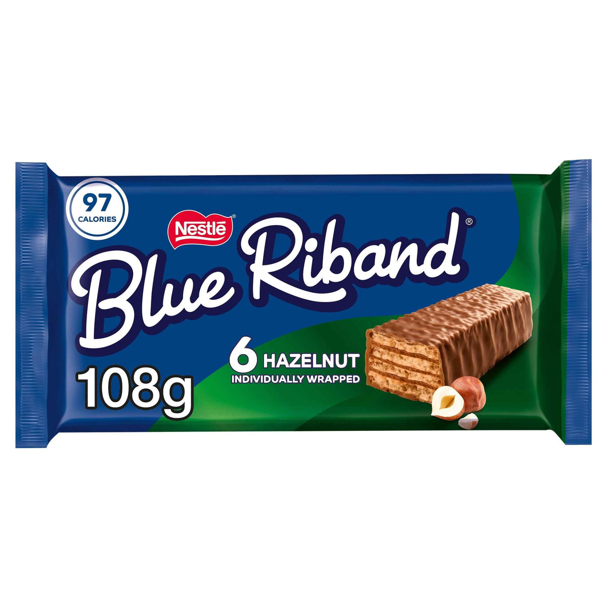 BLUE RIBAND Hazelnut Wafer Biscuit Bar 6 Pack Multipack 108g