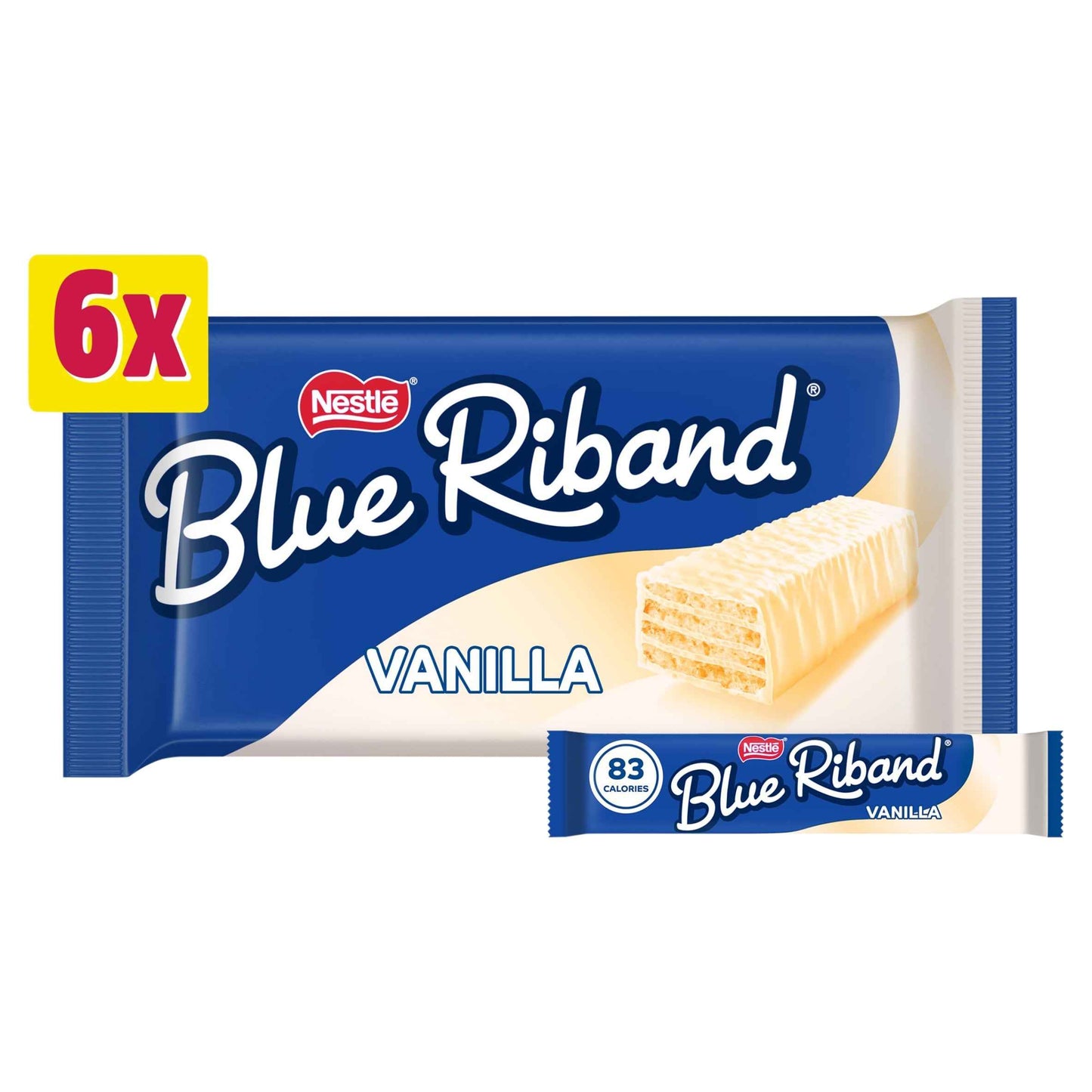 BLUE RIBAND Vanilla White Wafer Biscuit Bar 6 Pack Multipack 90g