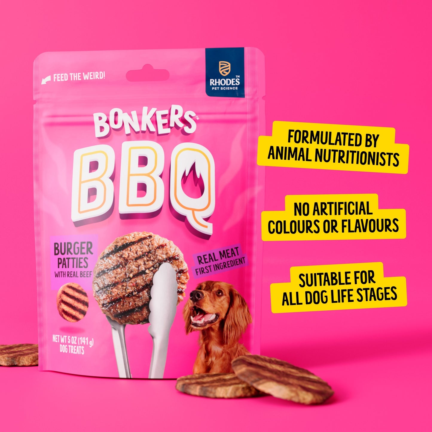 Bonkers Dog Treats Dry BBQ Burger Patties 85 G — image 5
