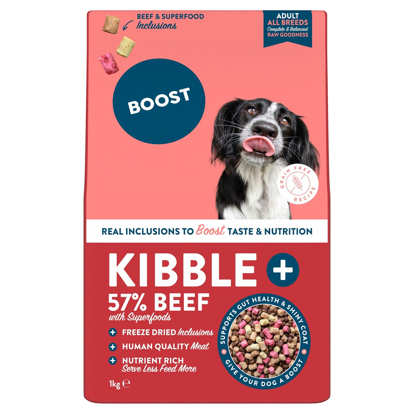 BOOST Kibble Plus with Real Beef & Superfood Freeze Dried for Dogs 1kg — image 1