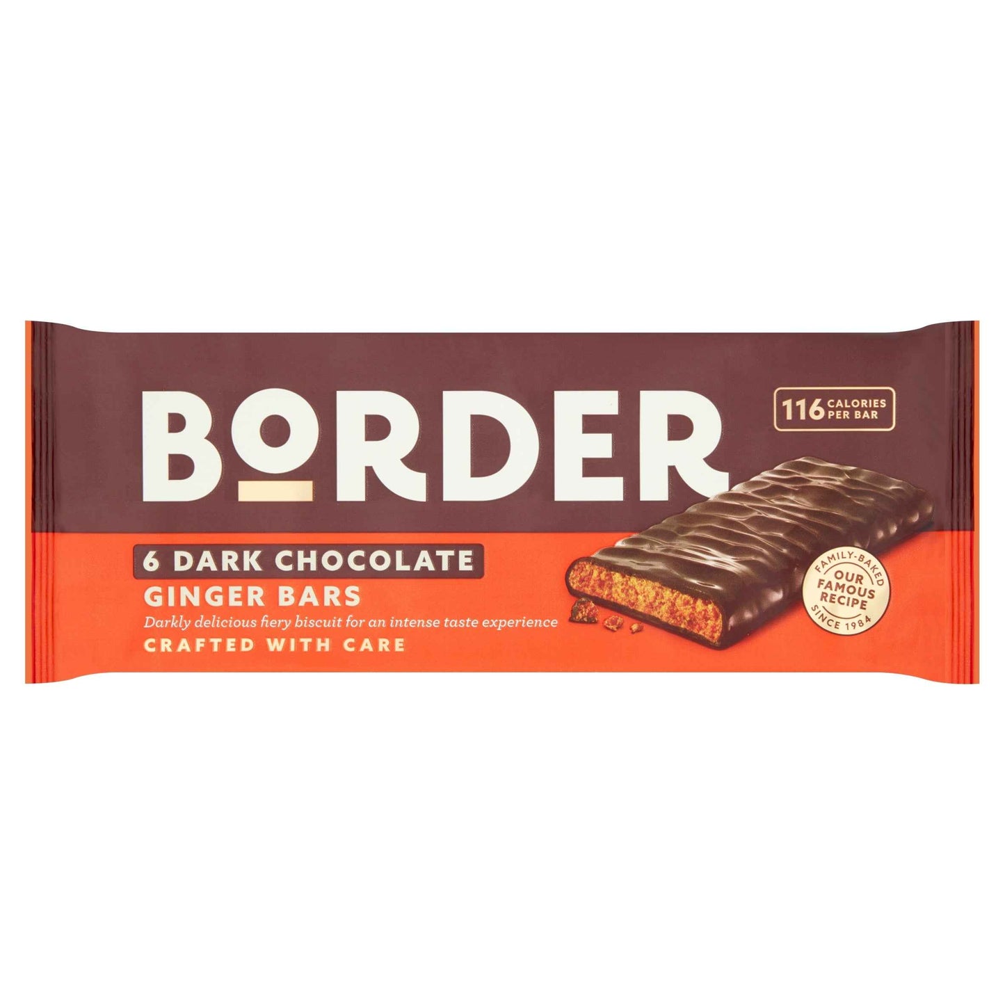 BORDER Dark Chocolate Ginger Biscuit Bars Multipack, 6x24g