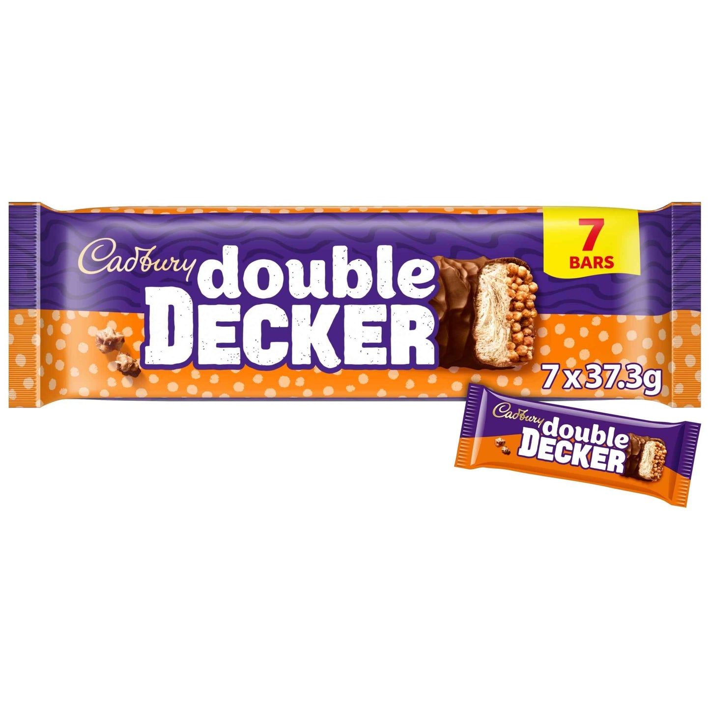 Cadbury Double Decker Chocolate Nougat Bar Multipack 7 Pack 7 X 37.3g