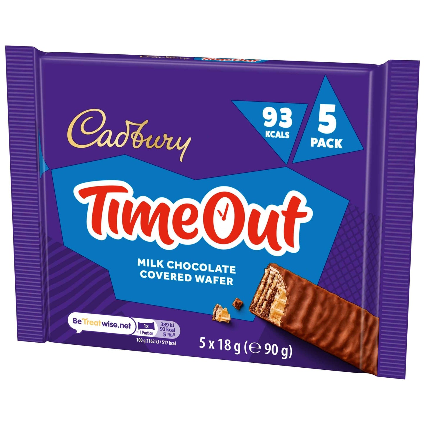 Cadbury Time Out Milk Chocolate Covered Wafer 5x18g