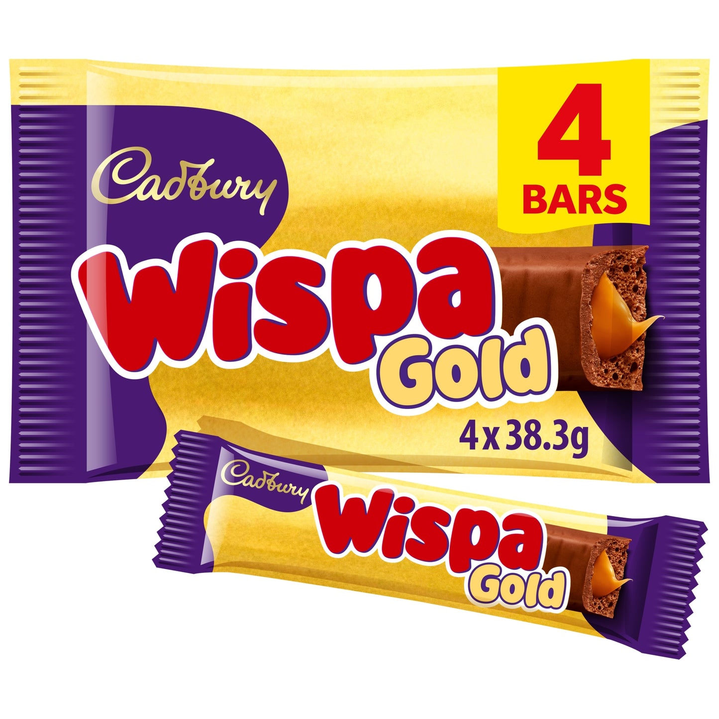 Cadbury Wispa Gold Chocolate Bar 4 Pack Multipack 153.2g — image 1