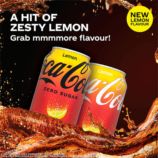Coca-Cola Zero Sugar Soft Drink - Lemon 330ml — image 2