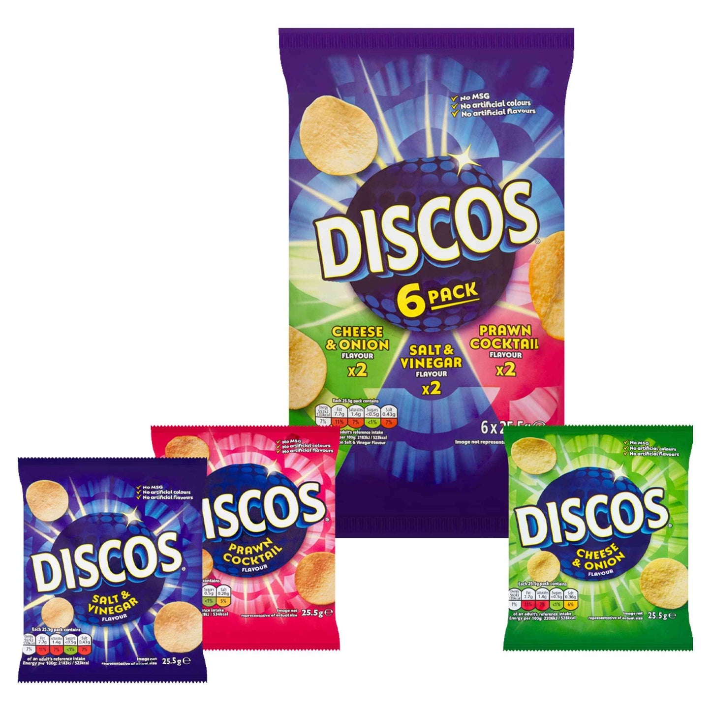 DISCOS Variety Multipack Crisps 6x25.5g 6x25.5g pack shot