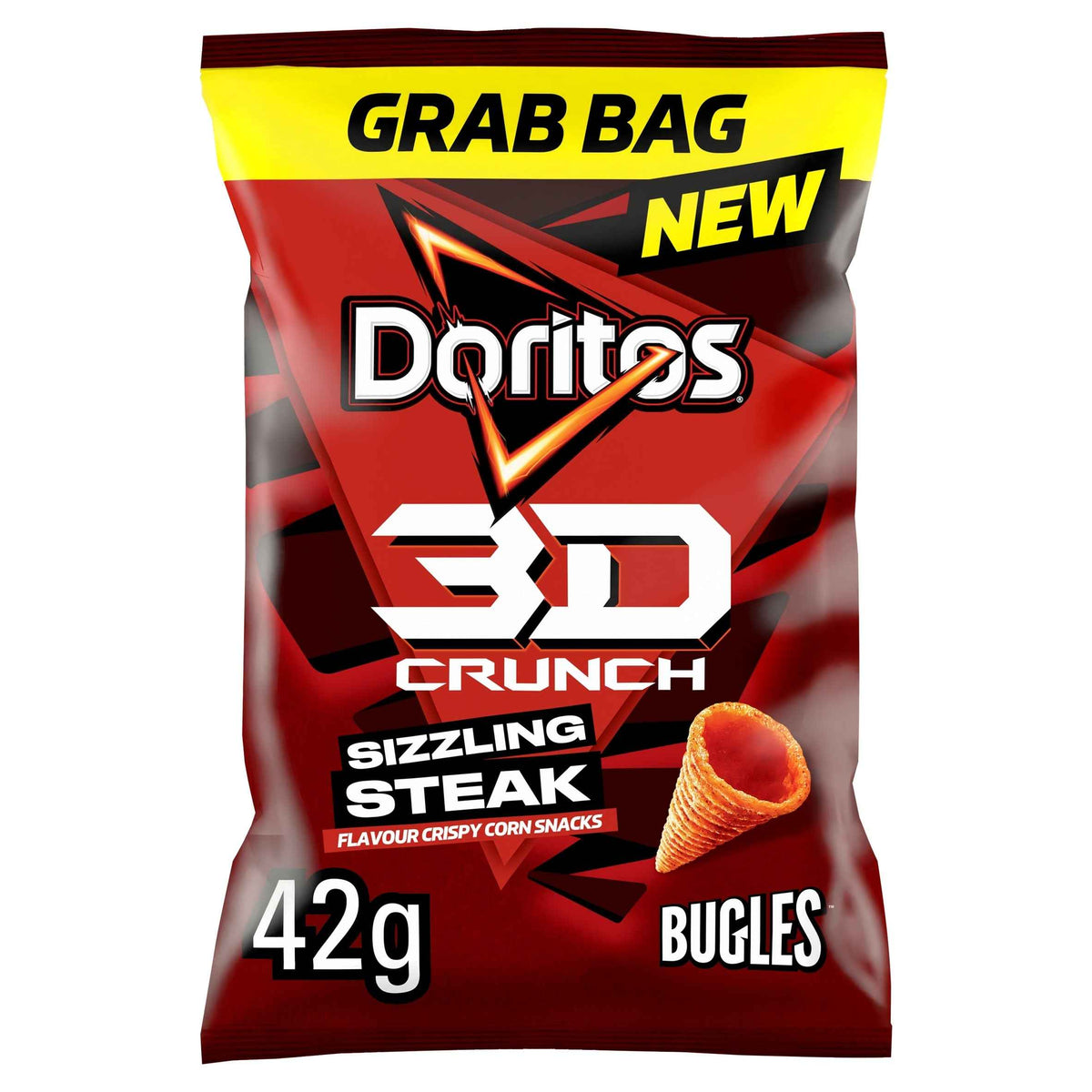 Doritos 3d Crunch Sizzling Steak Grab Bag Crisps 42g