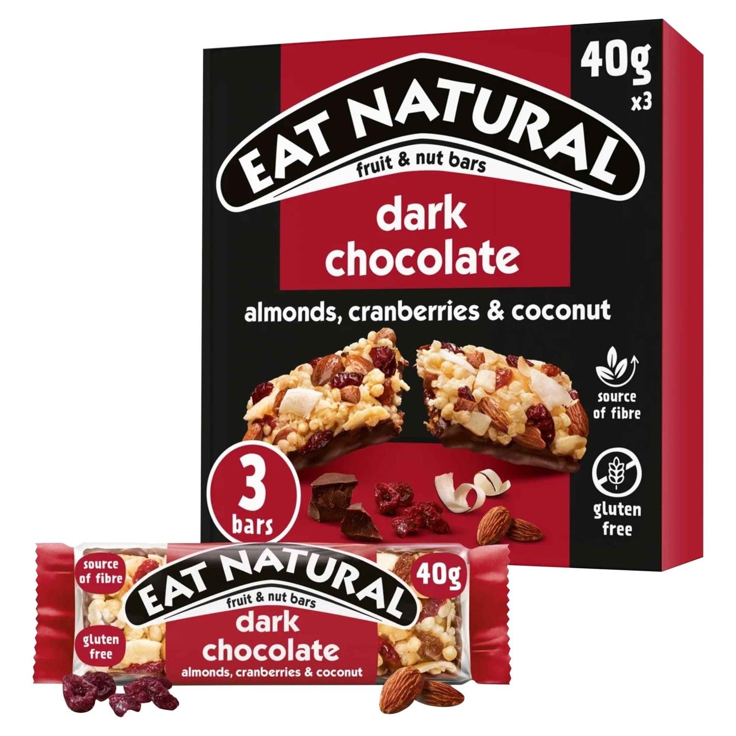 EAT NATURAL Fruit & Nut Bar With Cranberries, Almonds & Dark