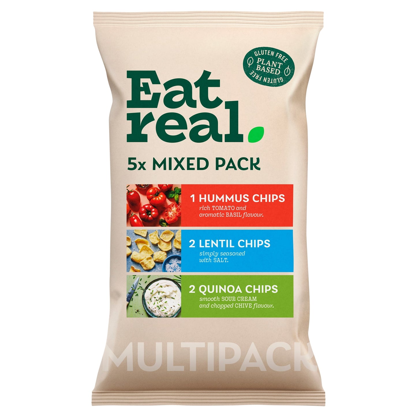 Eat Real Hummus Chips - Tomato & Basil, Salt, Sour Cream & Chive 98g — image 1