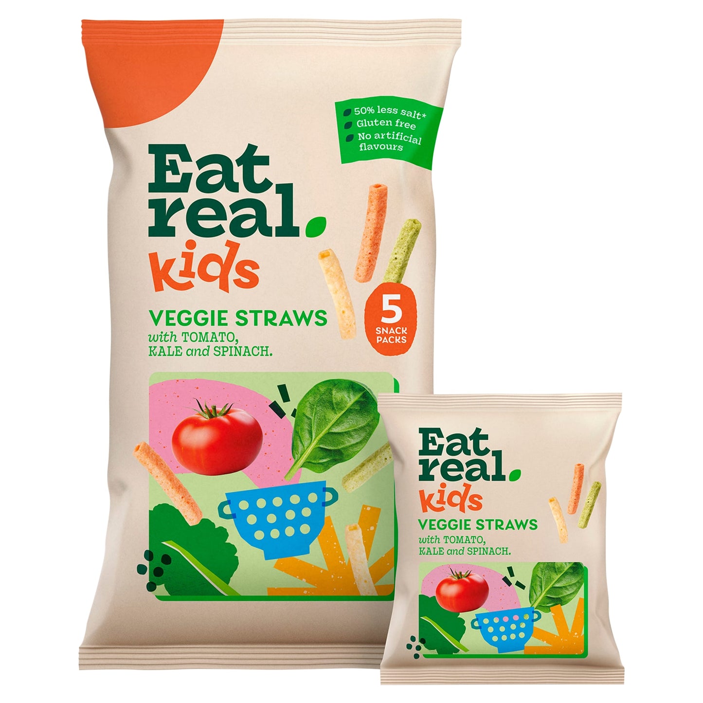 Eat Real Kids Multipack Veggie Straws Tomato Kale & Spinach 5 X 16g — image 1