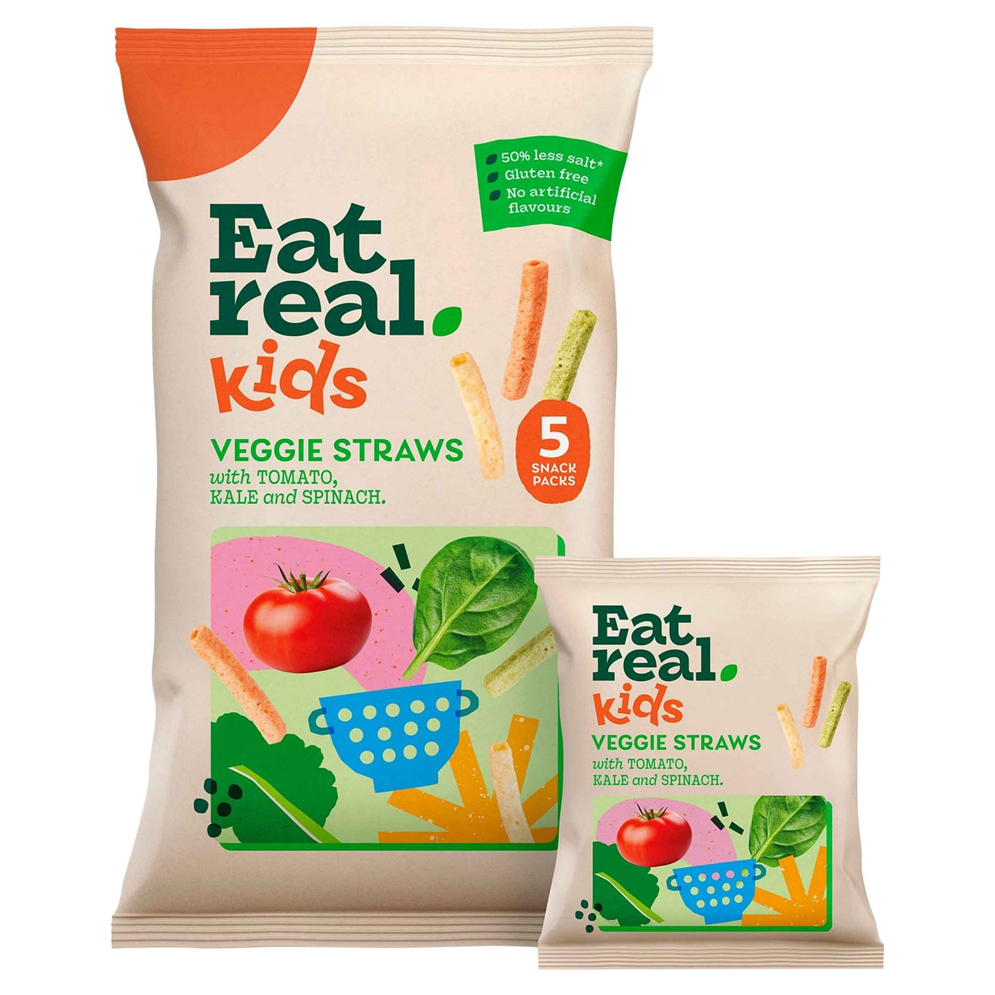 EAT REAL Kids Multipack Veggie Straws Tomato Kale & Spinach 5 X 16g