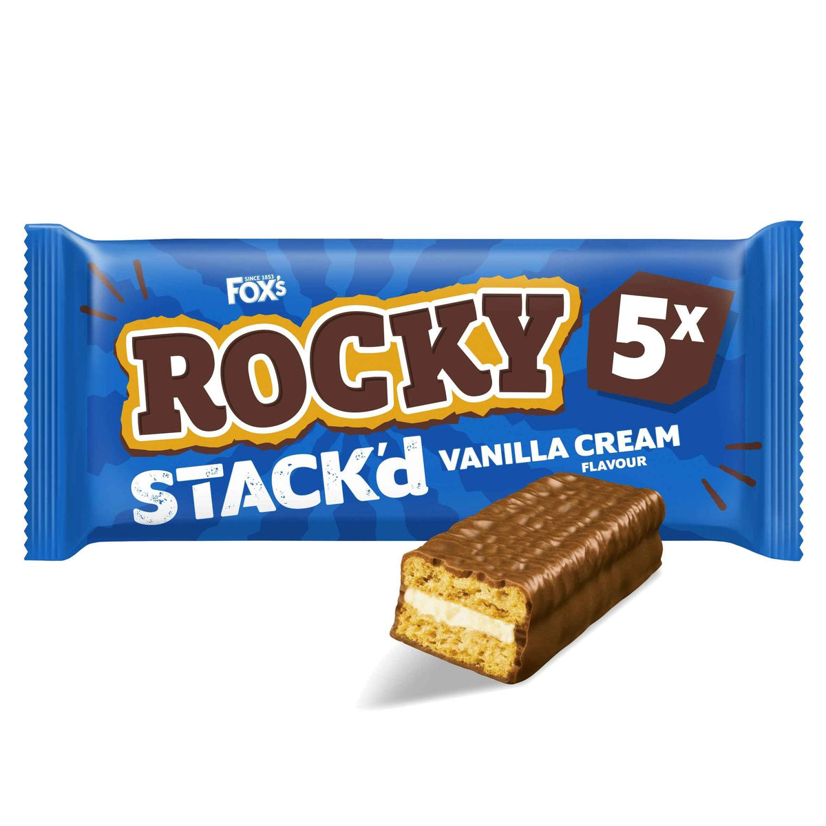 FOX'S Biscuits Rocky Stack'd Vanilla Cream Flavour Biscuit Bars 5x25g