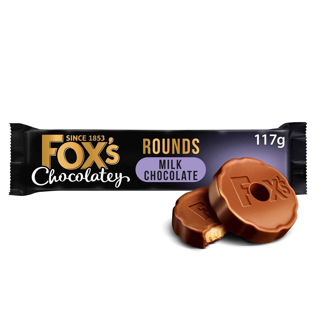 FOX'S Chocolatey Biscuits Milk Chocolate Rounds 117g