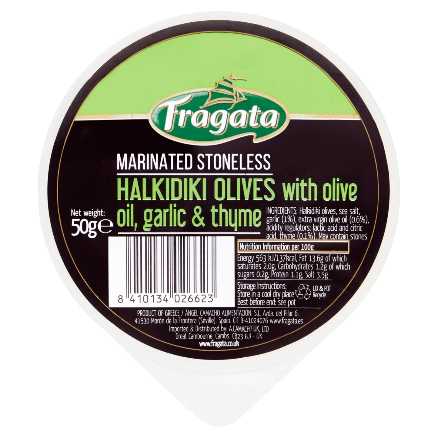 Fragata Halkidiki Olives With Garlic & Thyme 50G — image 1