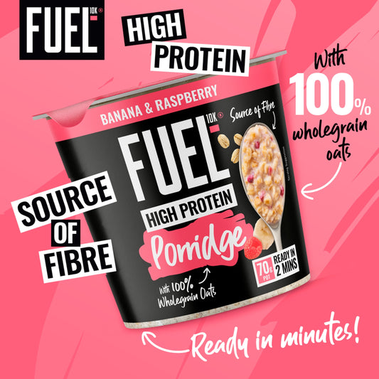 FUEL10K High Protein Banana & Raspberry Porridge Oat Cereal Pot 70g — image 2