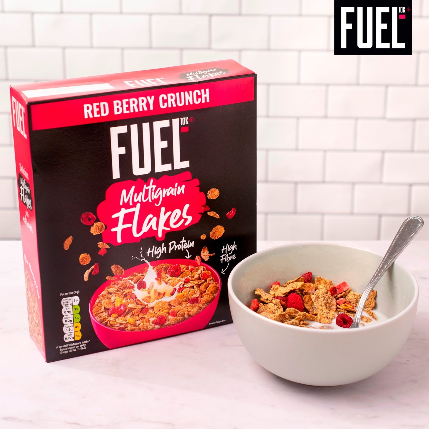 FUEL10K Red Berry Multigrain Flakes High Protein Breakfast Cereal 350g — image 5