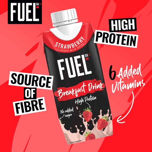 FUEL10k Strawberry High Protein Milk Breakfast Drink 330ml