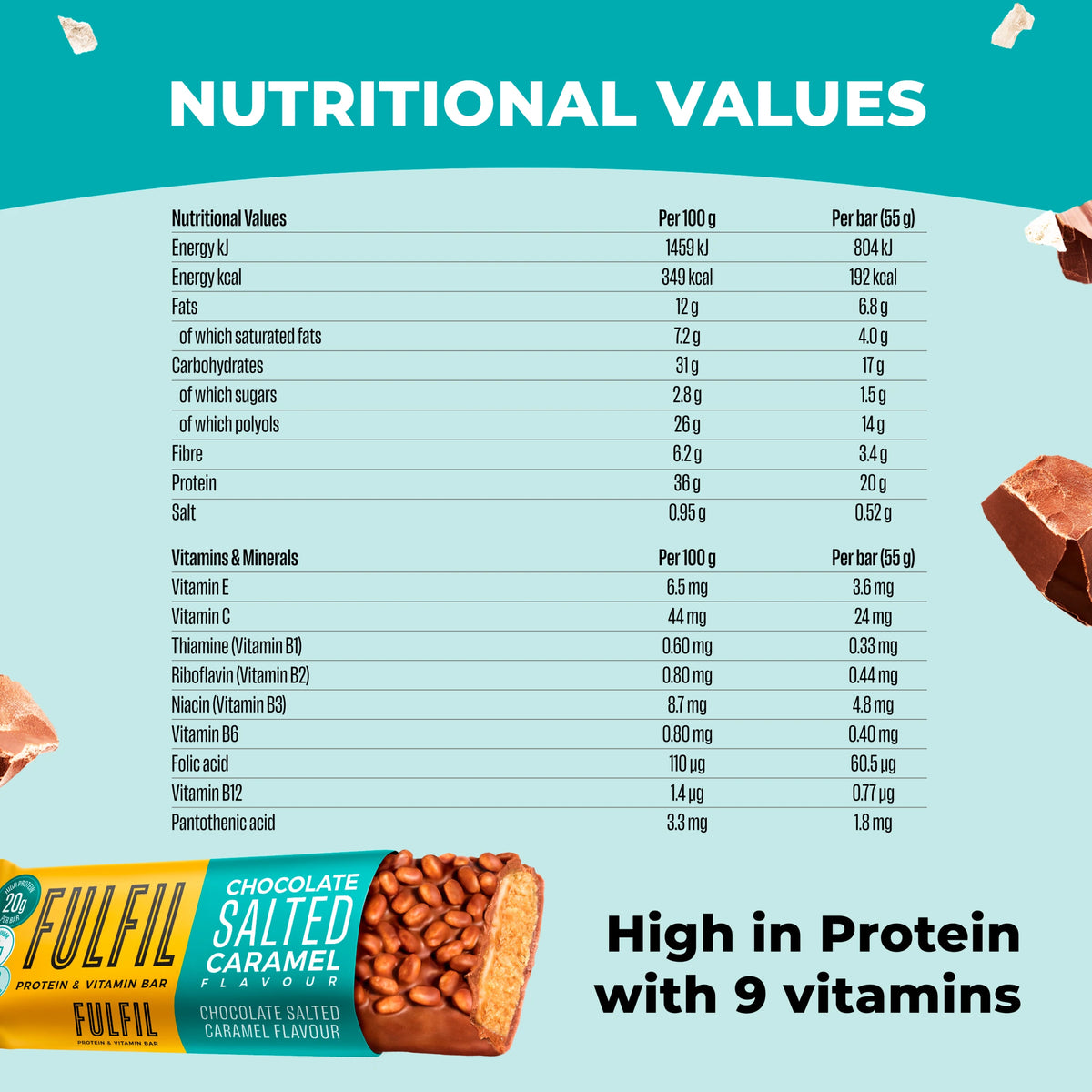 Fulfil Chocolate Salted Caramel Protein & Vitamin Bar 55g — image 5