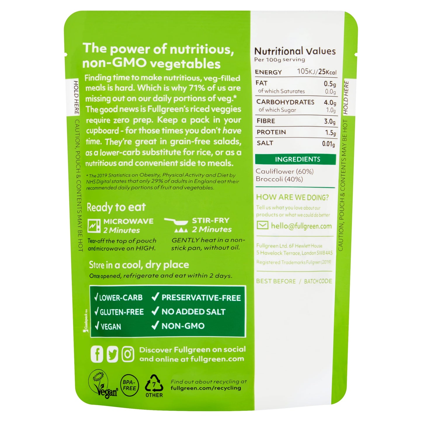 Fullgreen Riced Cauliflower & Broccoli 200g — image 2