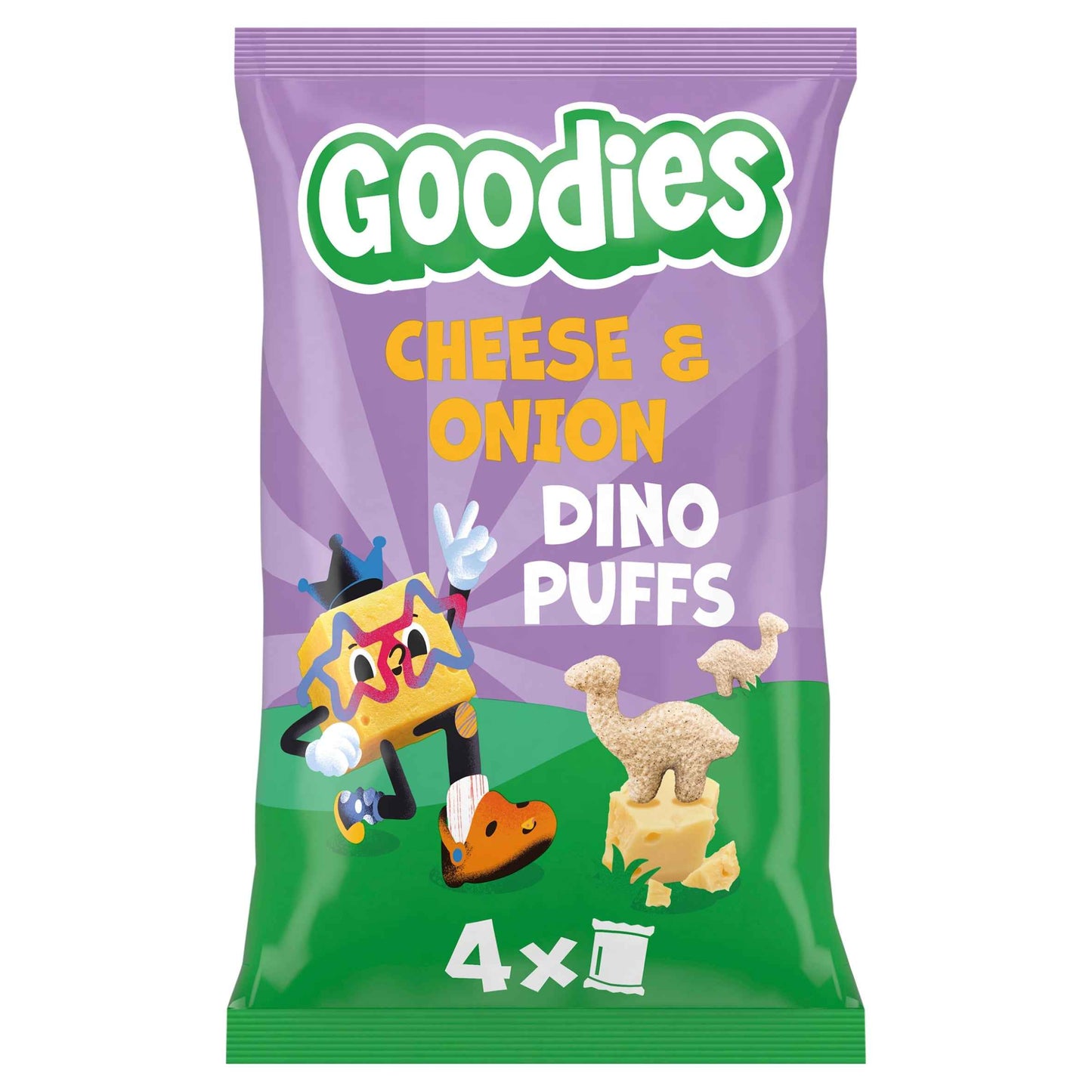 Goodies Kids Snack Dino Puffs Cheese & Onion 4x12g