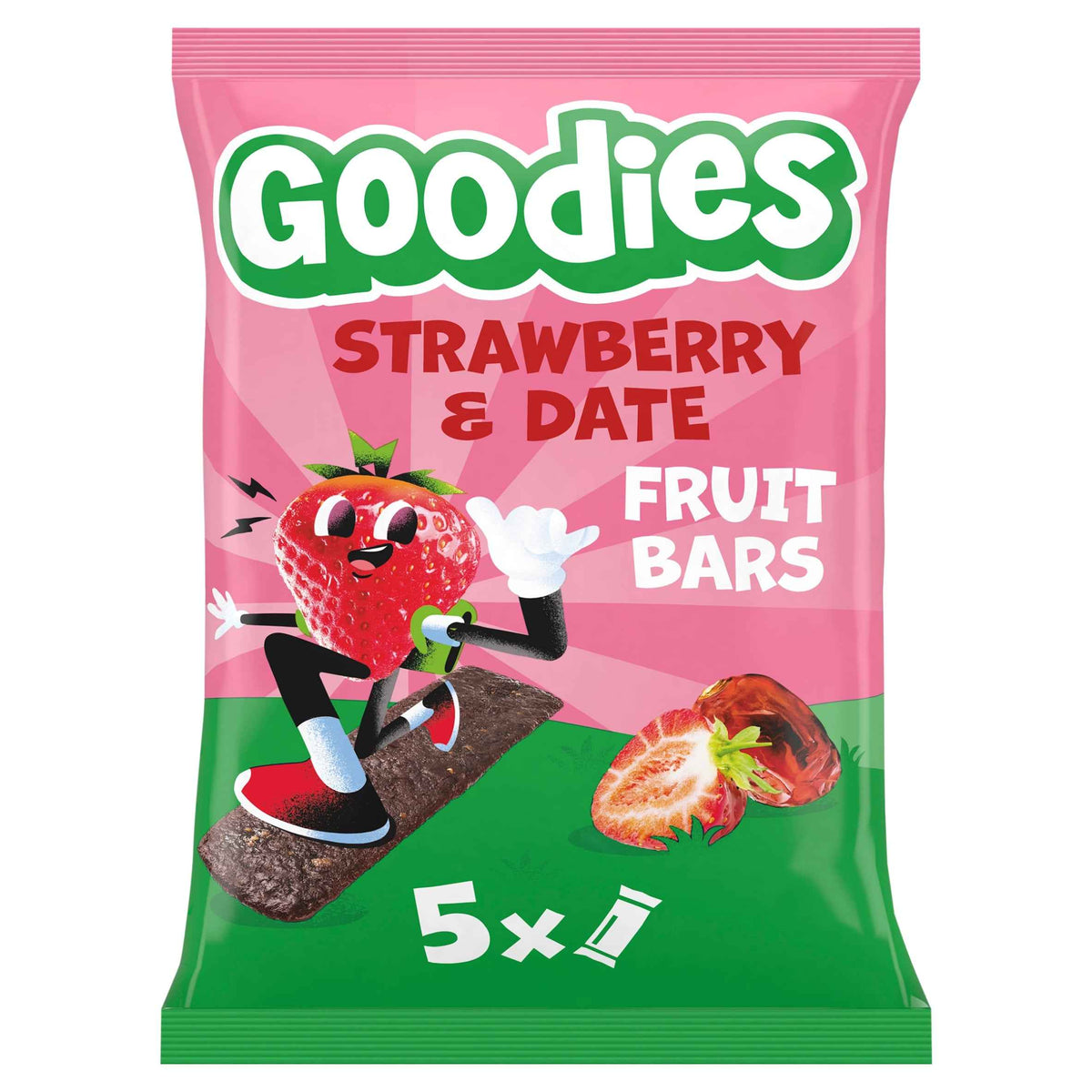 Goodies Strawberry & Date Fruit Bars 5x20g 5x20g pack