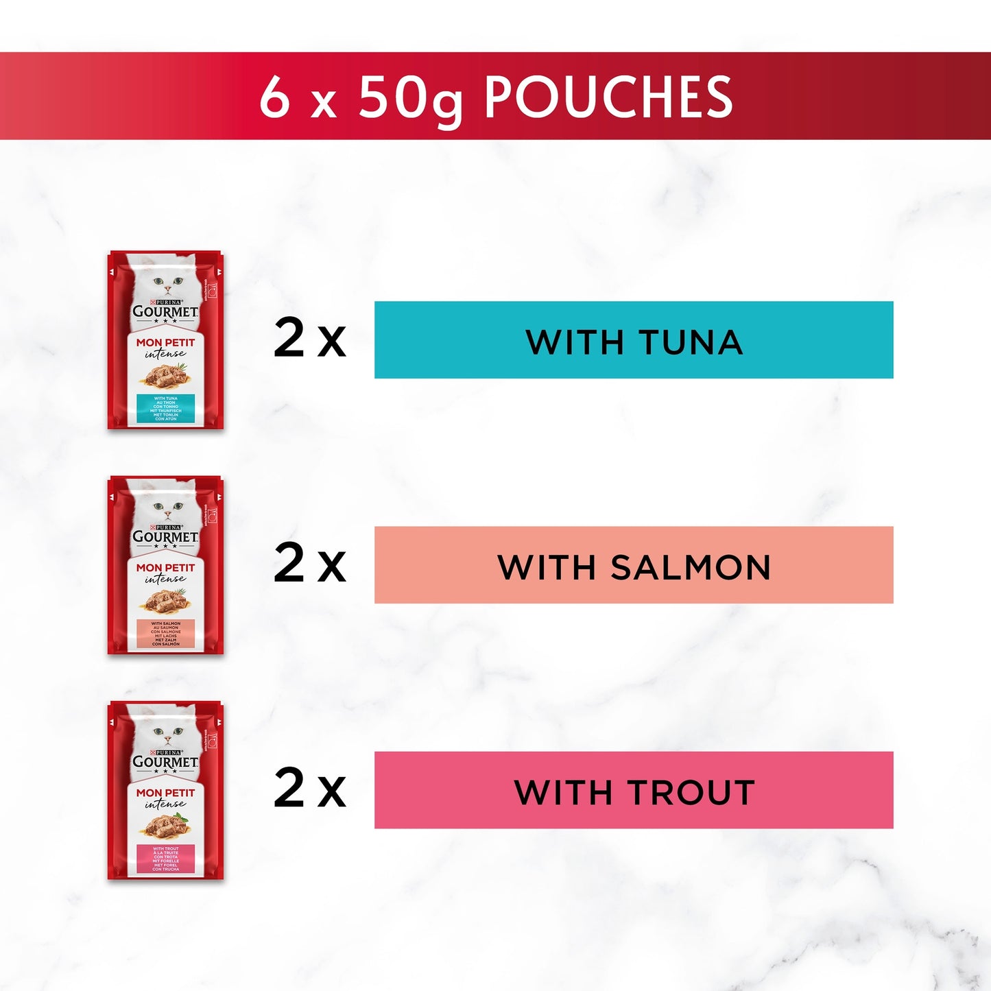 GOURMET Mon Petit Fish Variety Tuna; Salmon; Trout Wet Cat Food 6x50g — image 5