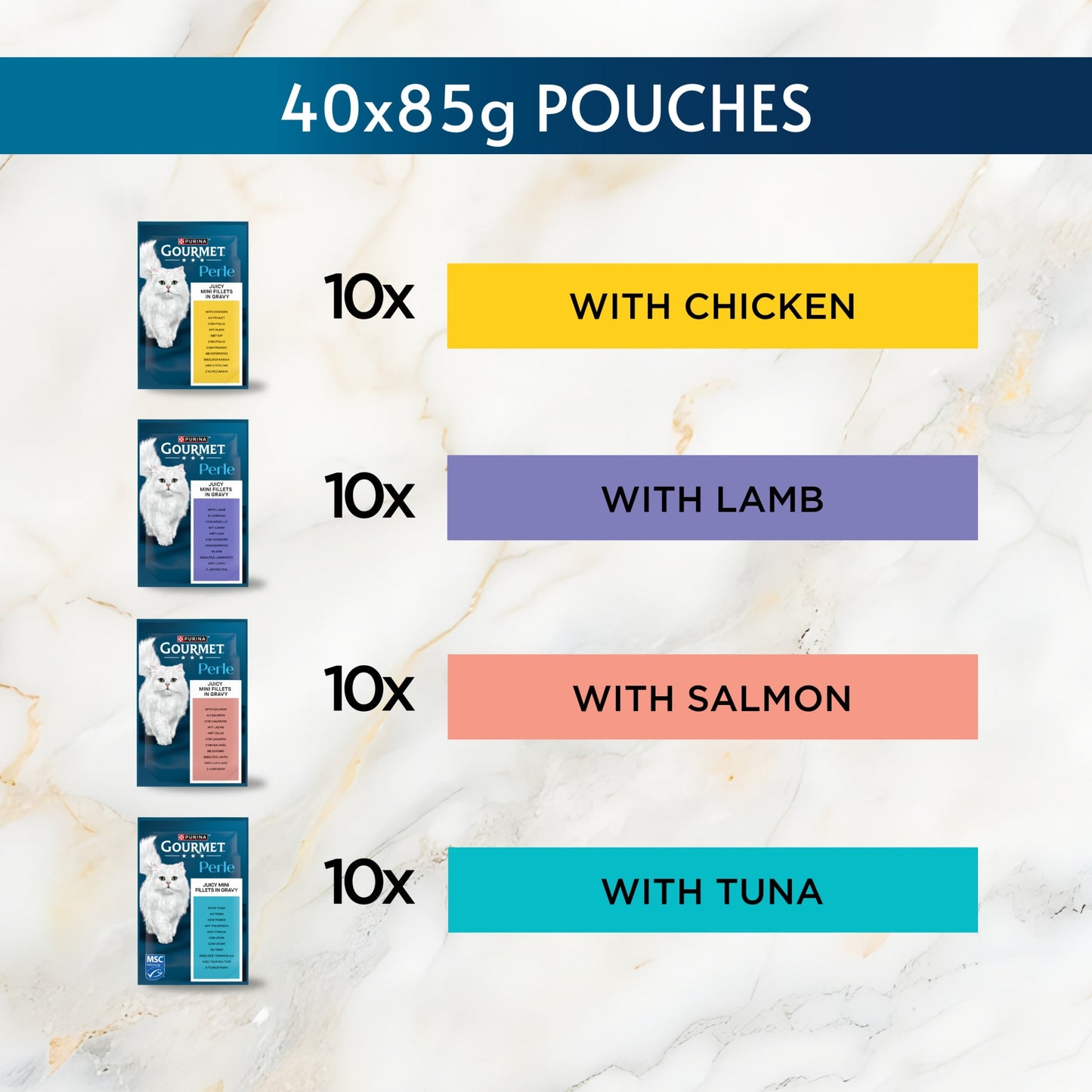 Gourmet Perle Delighters Collection in Gravy Wet Cat Food 40x85g — image 5