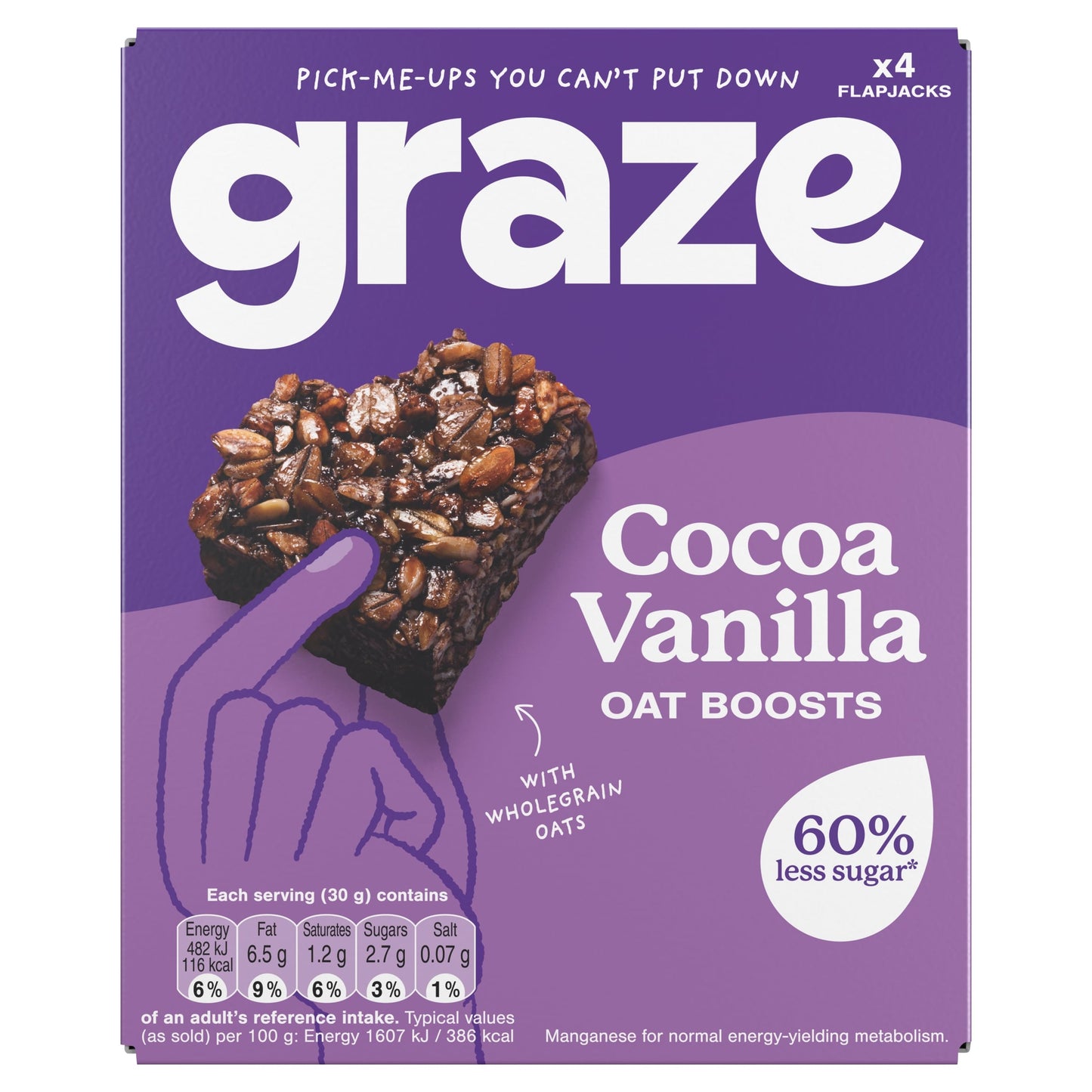 Graze Cocoa Vanilla Oat Boosts Flapjack Snack 4x30G — image 1
