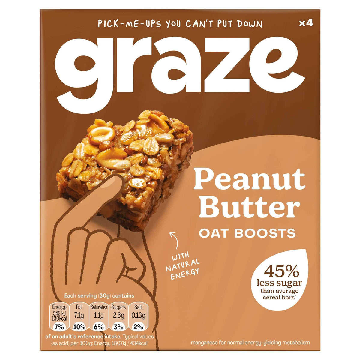 GRAZE Peanut Butter Oat Boosts Flapjack Snack 4x30g