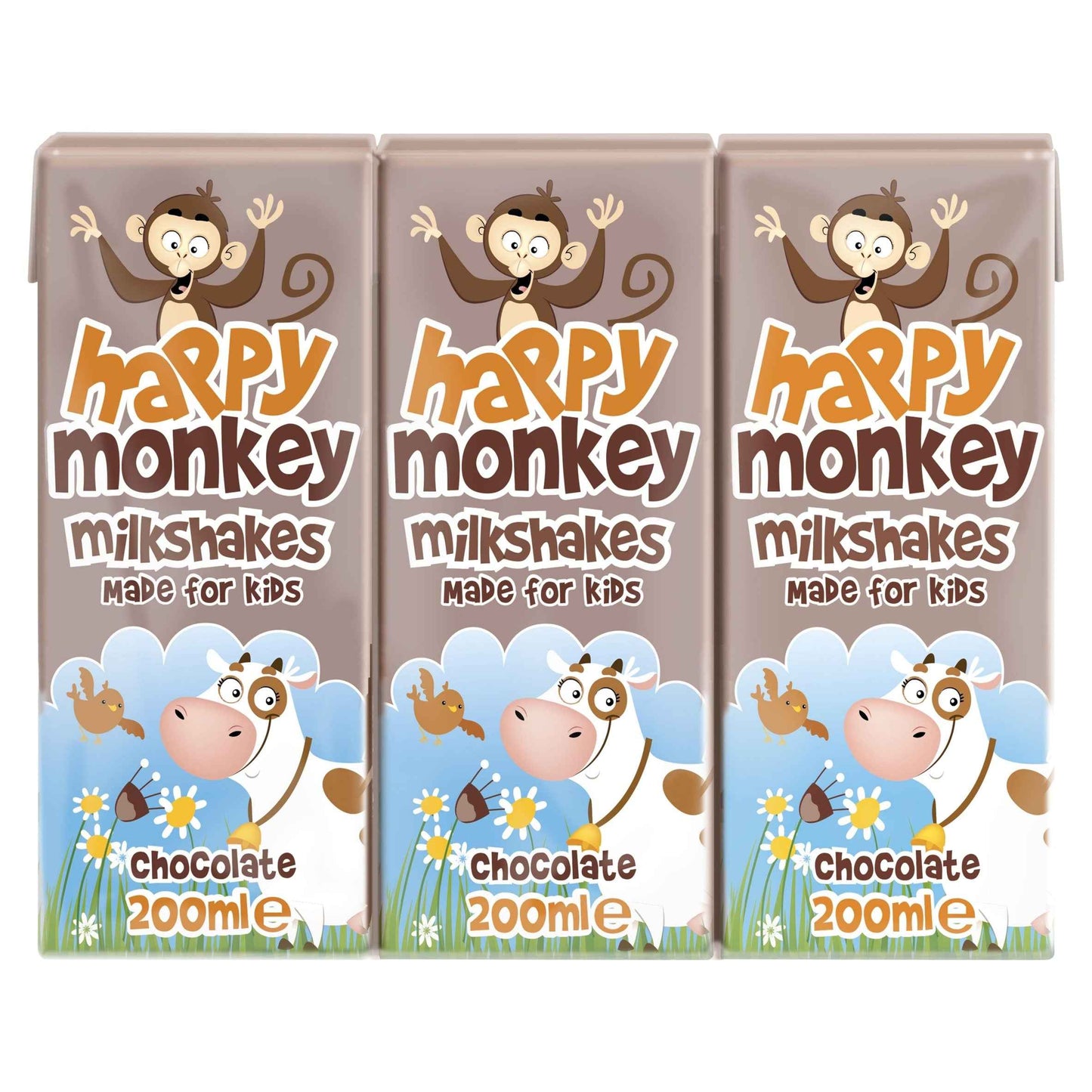 HAPPY MONKEY Milkshakes - Chocolate 3x200ml