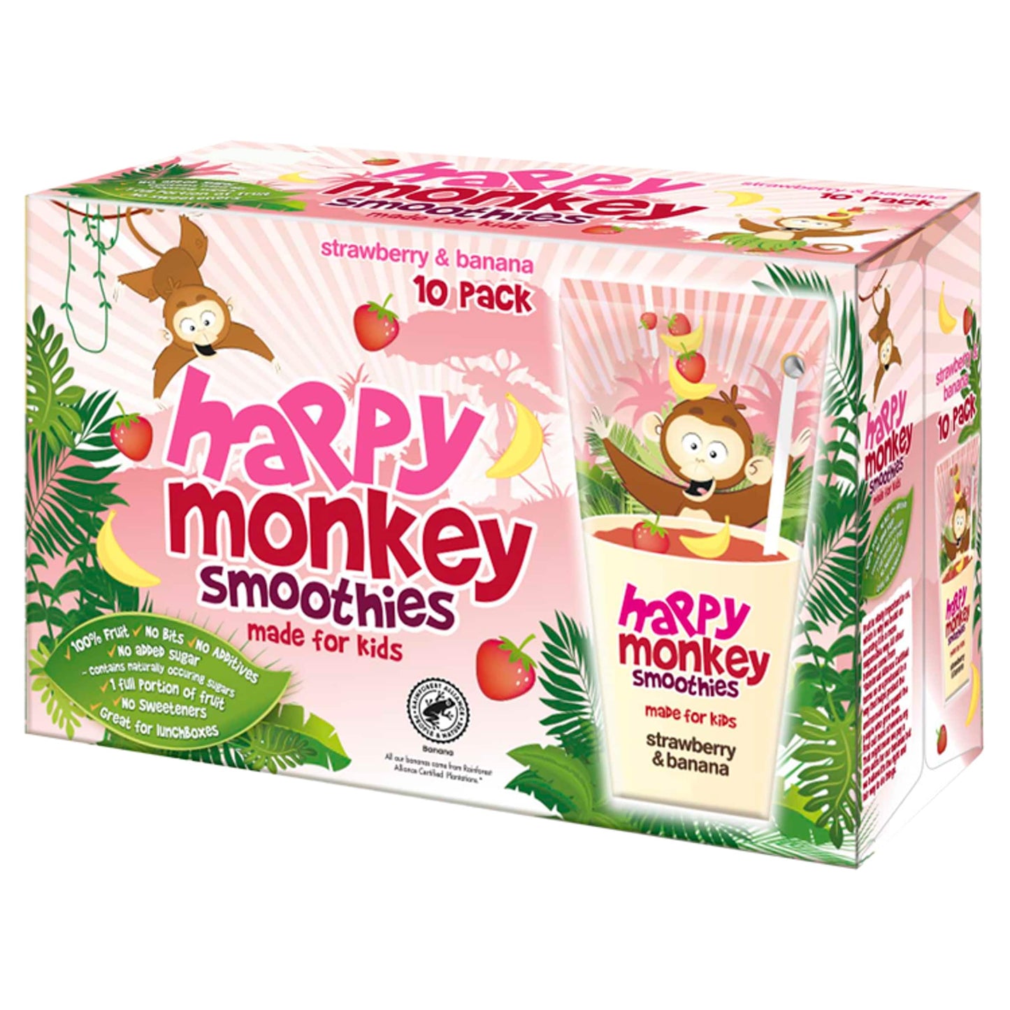 Happy Monkey Smoothies Strawberry & Banana 10 x 180ml — image 1