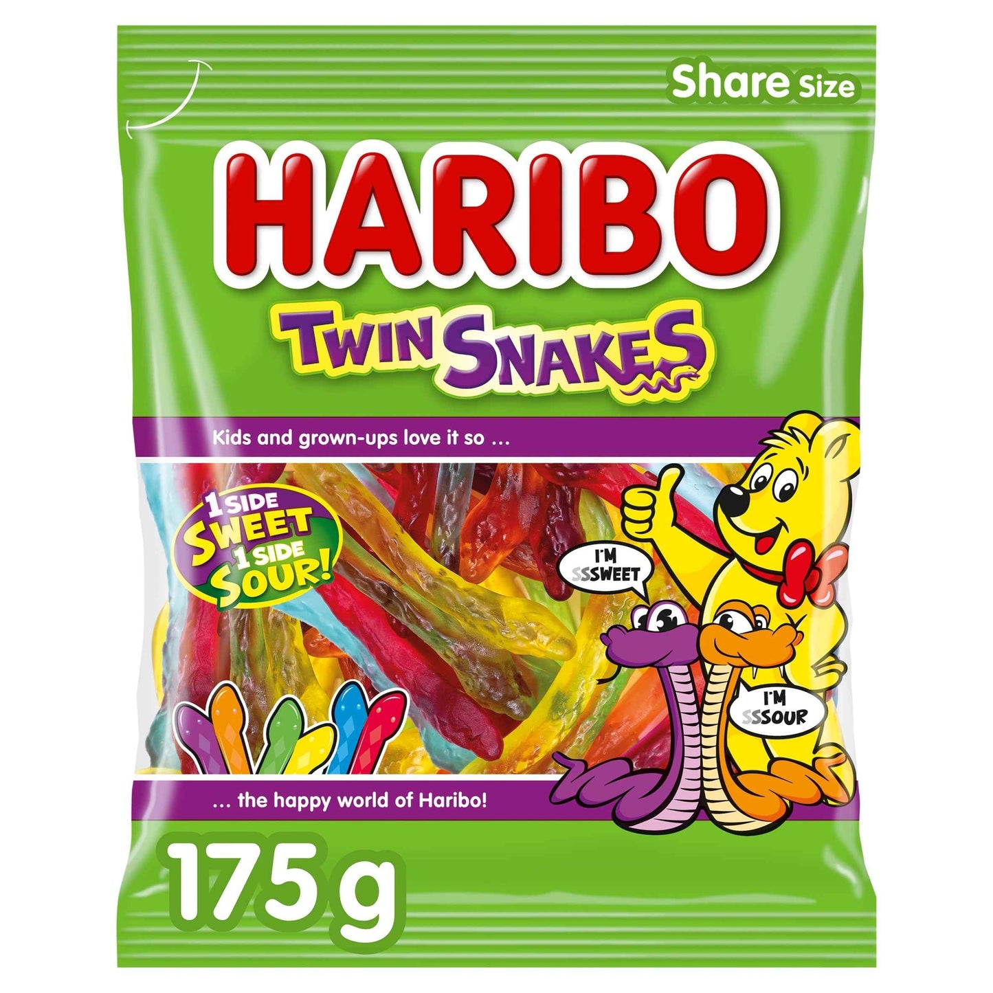 HARIBO Twin Snakes Fruit Flavour Gum 175g
