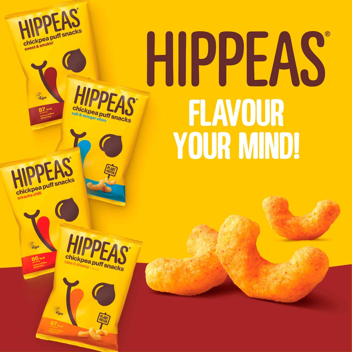 HIPPEAS Salt & Vinegar Vibes Chickpea Puff Snacks 5 Pack 15g pack shot