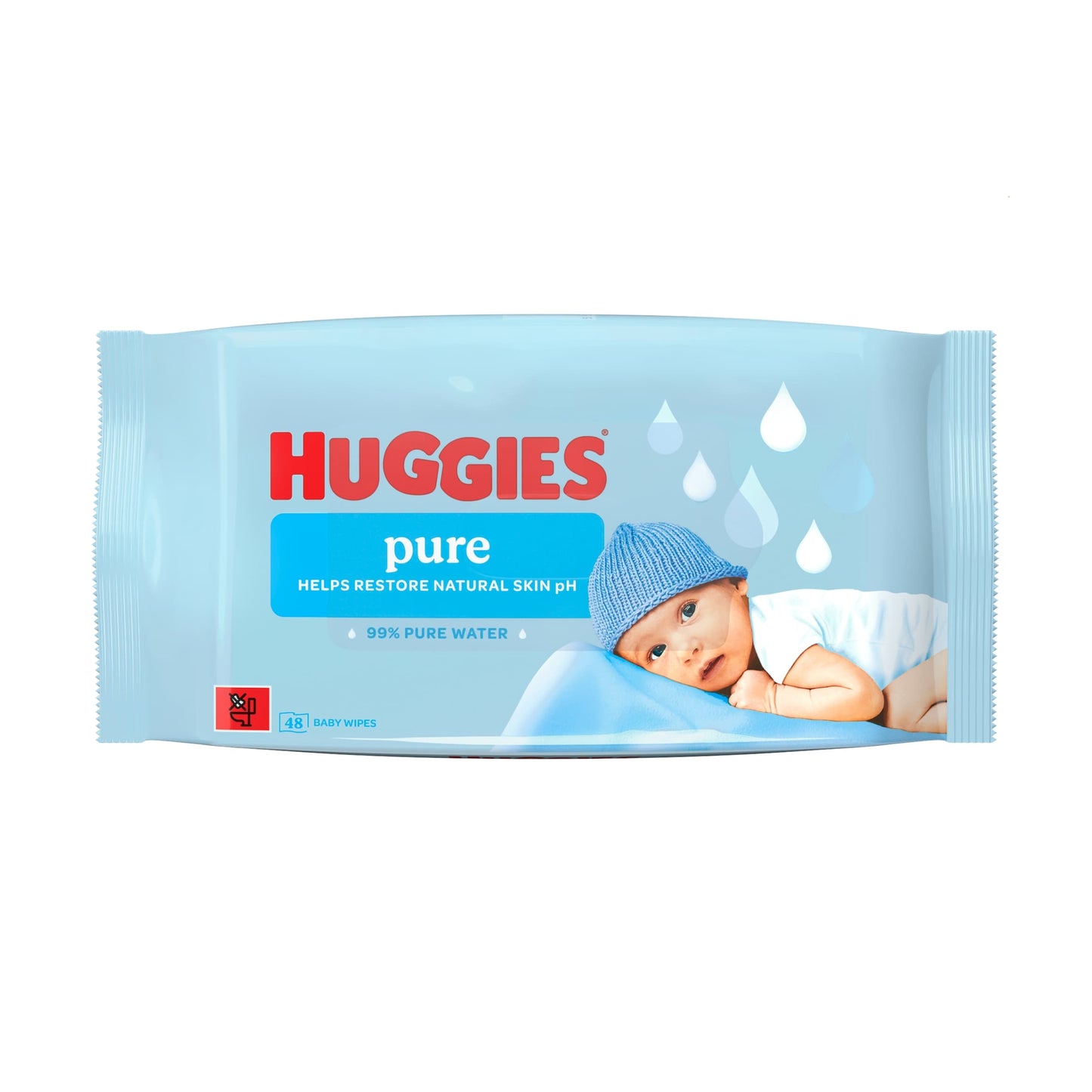 Huggies Pure 0% Plastic Baby Wipes 48 Wipes — image 1