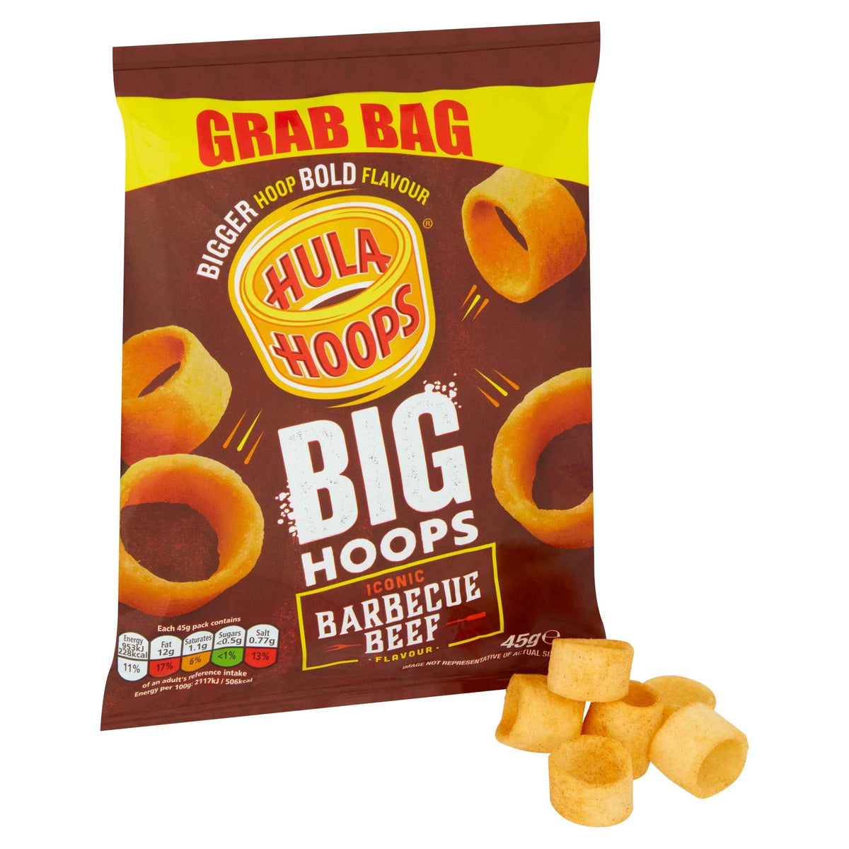 HULA HOOPS Big Hoops Crisps - Barbecue Beef 45g 45g pack shot