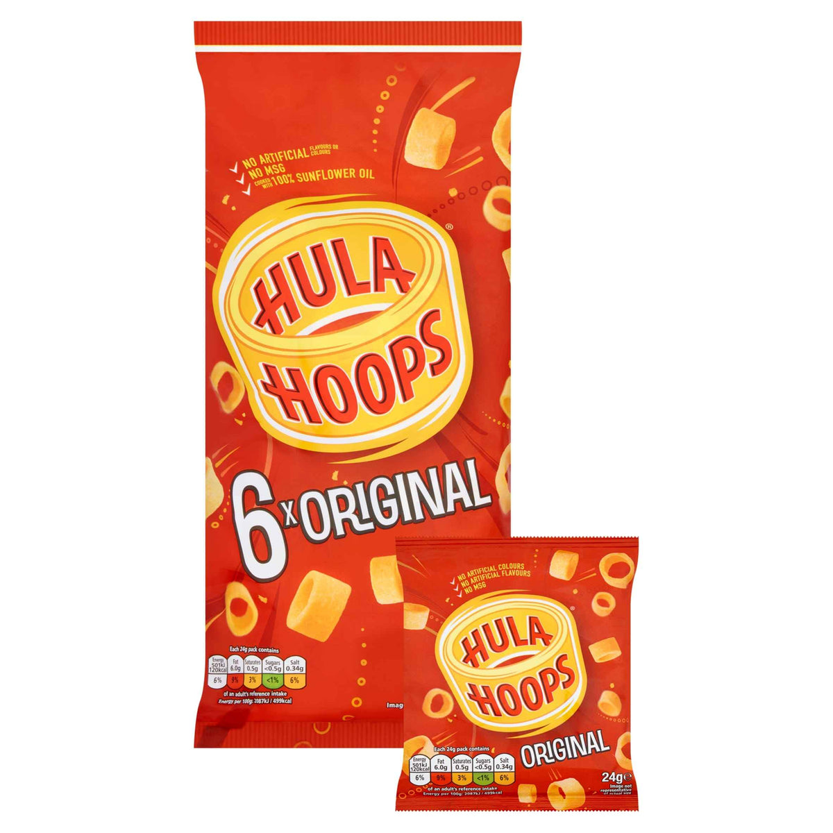 HULA HOOPS Original Multipack Crisps 6x24g 6x24g pack shot