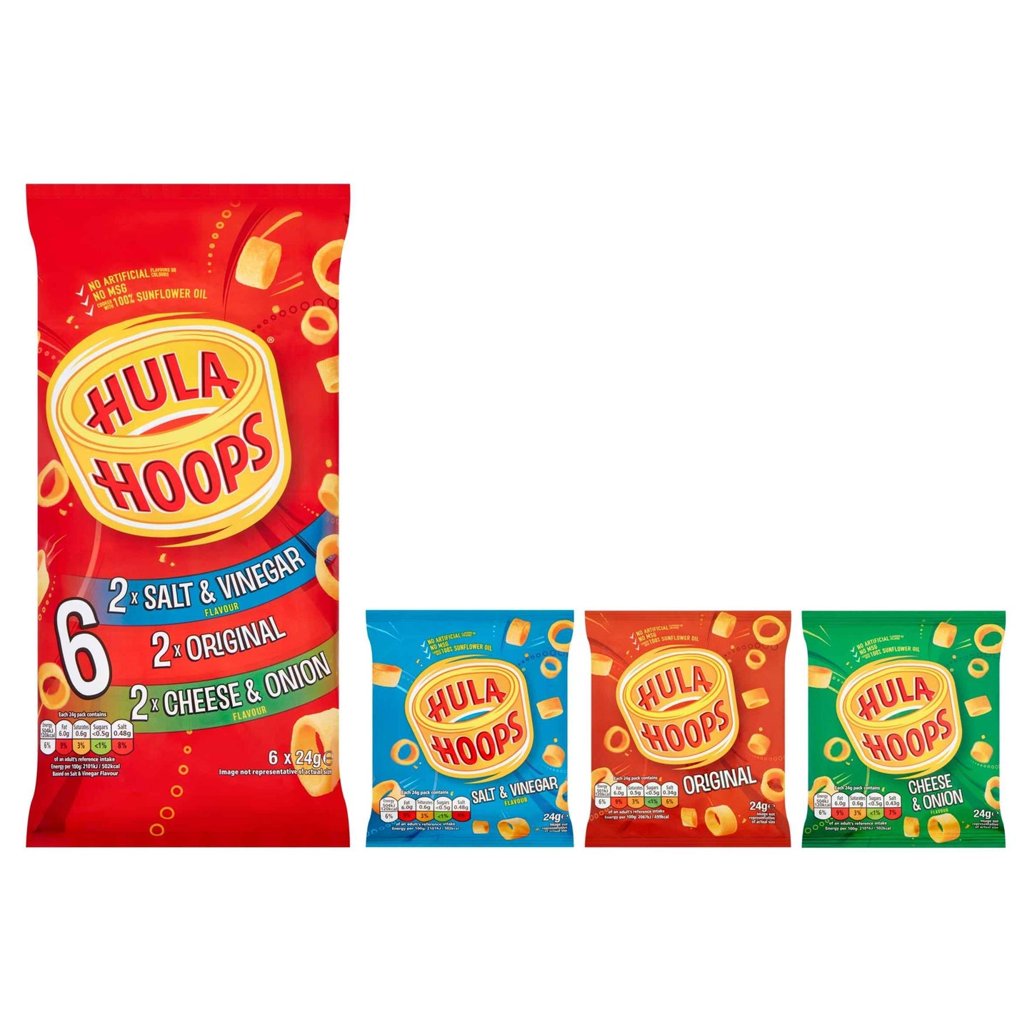 HULA HOOPS Variety Multipack Crisps 6x24g 6x24g pack shot