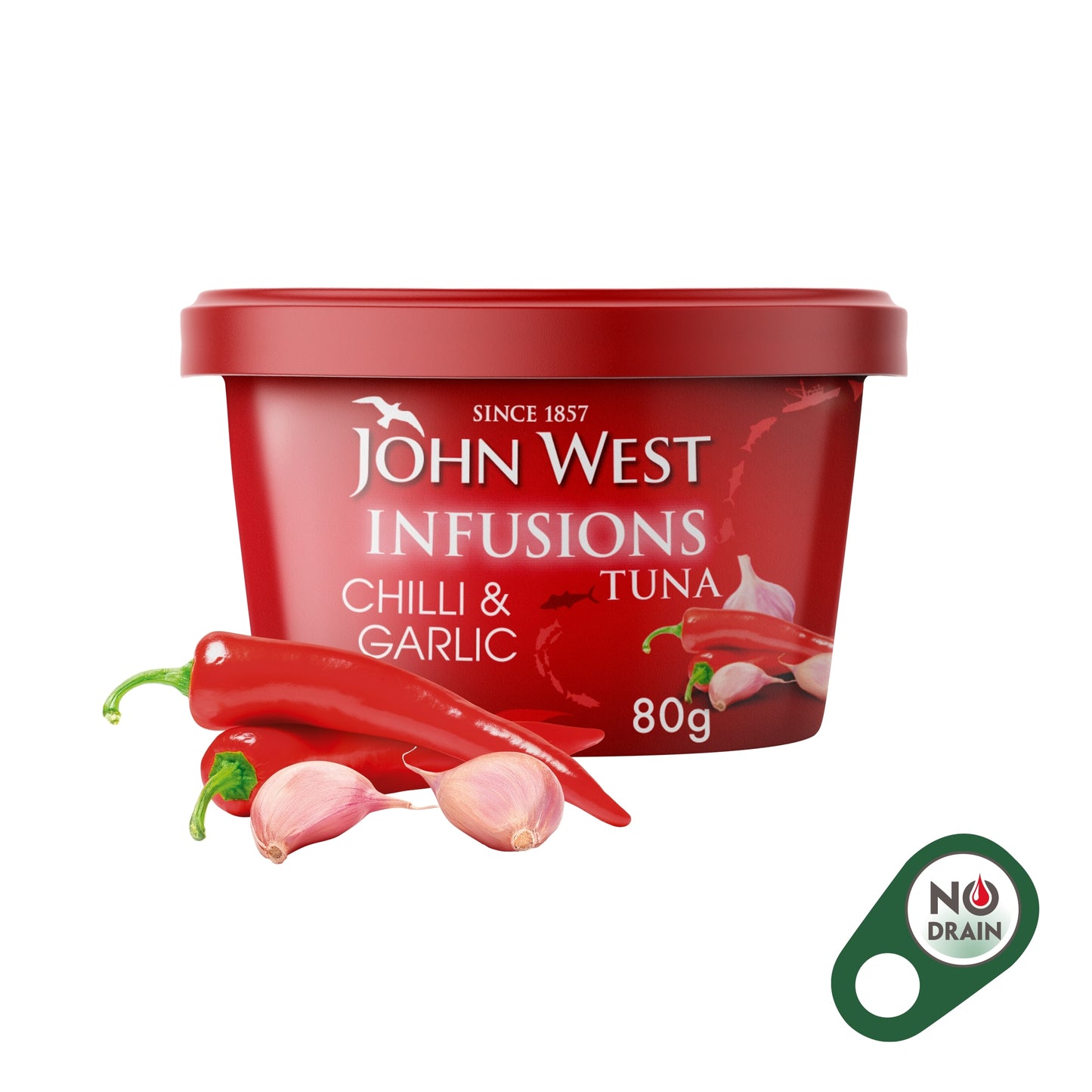 John West Chilli & Garlic No Drain Tuna Infusions 80g — image 1