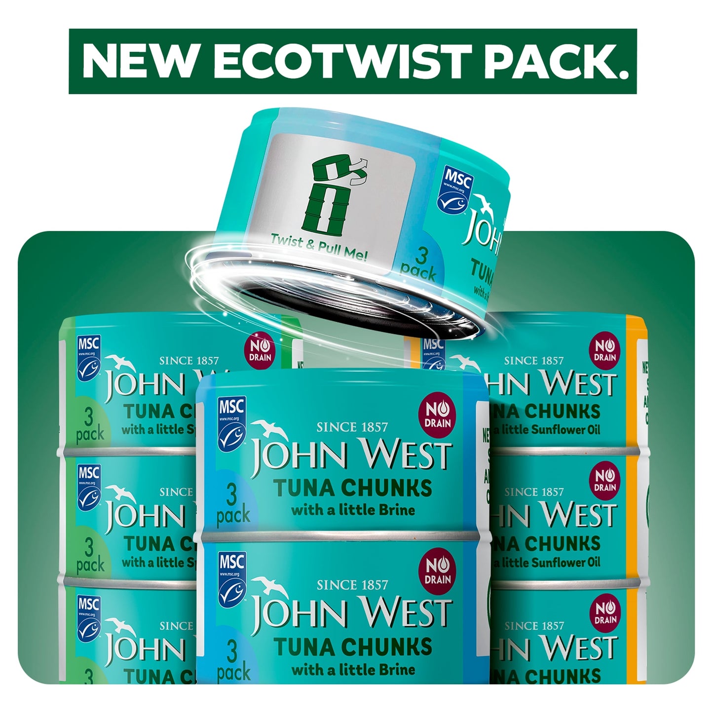 John West No Drain Tuna Chunks with a Little Brine MSC 3x100g — image 5