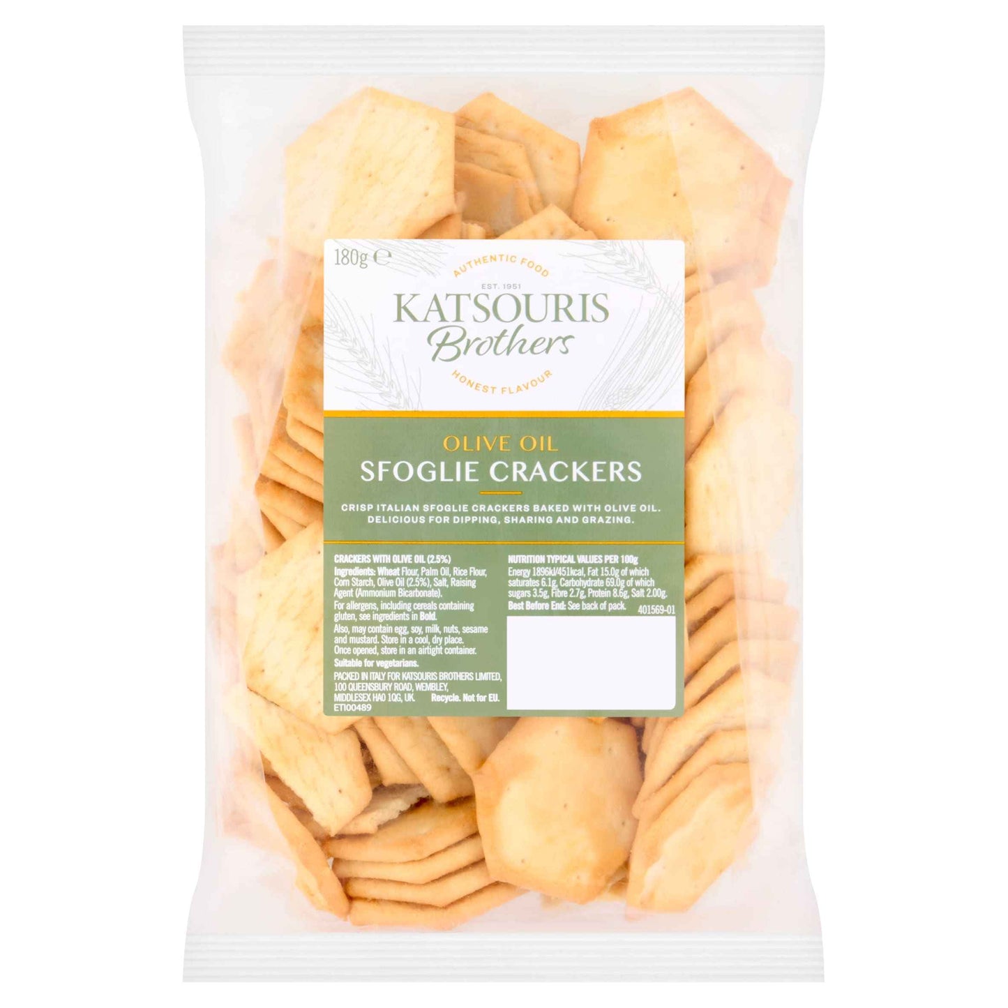 KATSOURIS Brothers Olive Oil Sfoglie Crackers 180g