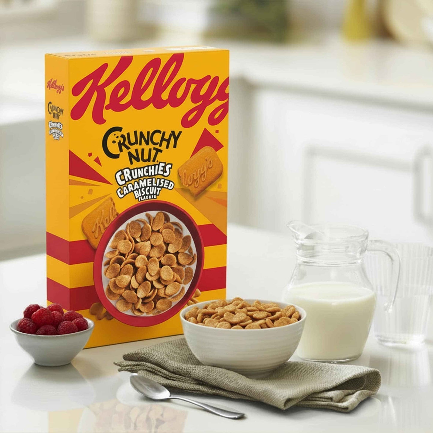 Kellogg's Crunchy Nut Caramelised Biscuit Crunchies Breakfast Cereal 420g gallery